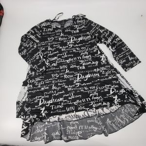 Ali Miles Long Sleeve Word Grafic Flowy Top